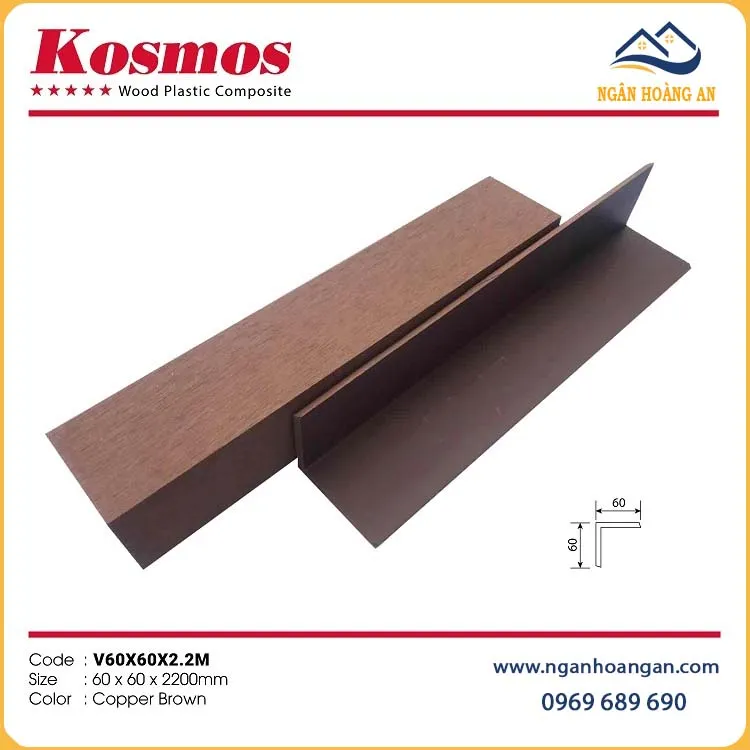 Nẹp Chữ V Ngoài Trời Kosmos V60X60X2.2M Copper Brown